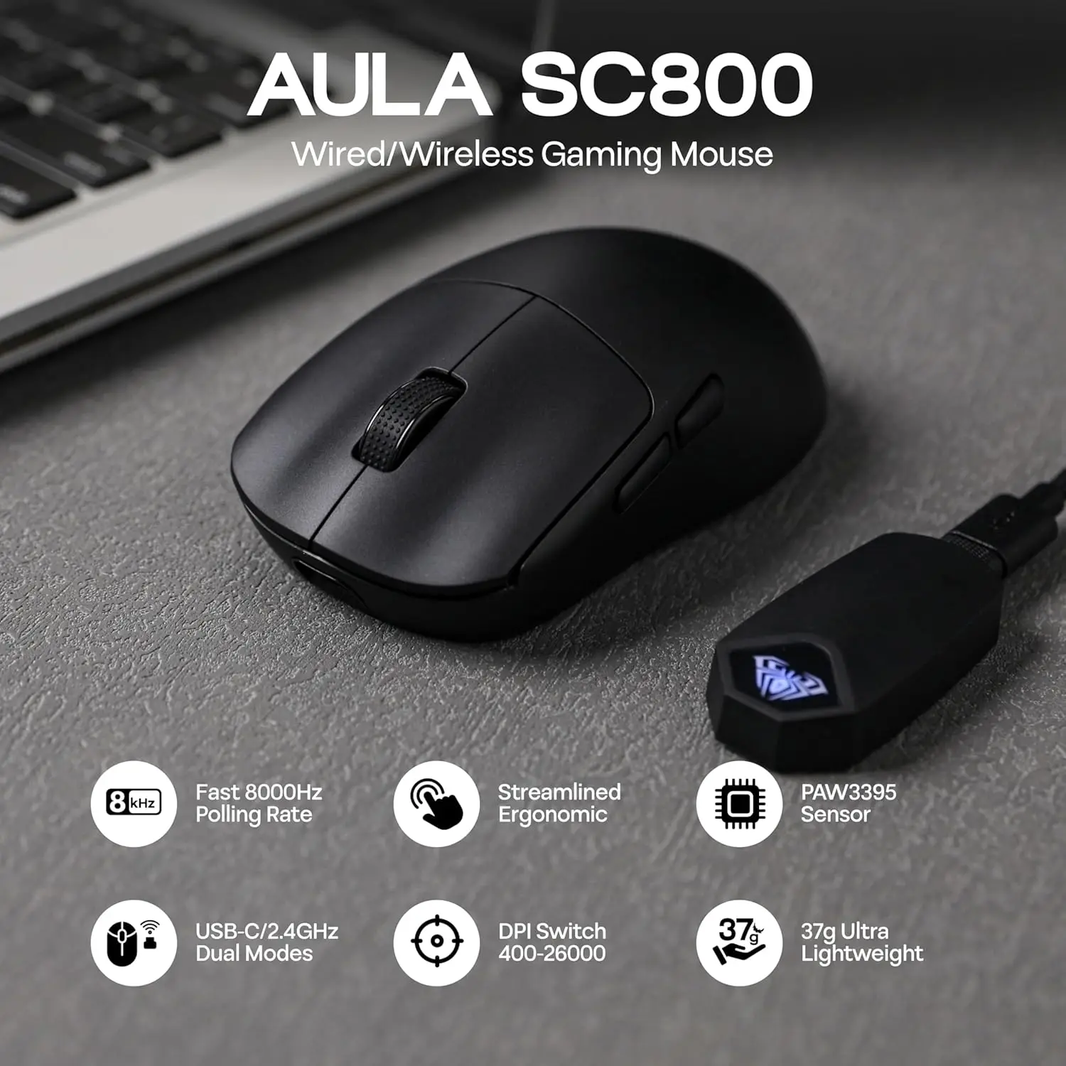 Игровая мышь AULA SC800 USB-C, – обзор и цена Esports Gaming Mouse Wireless