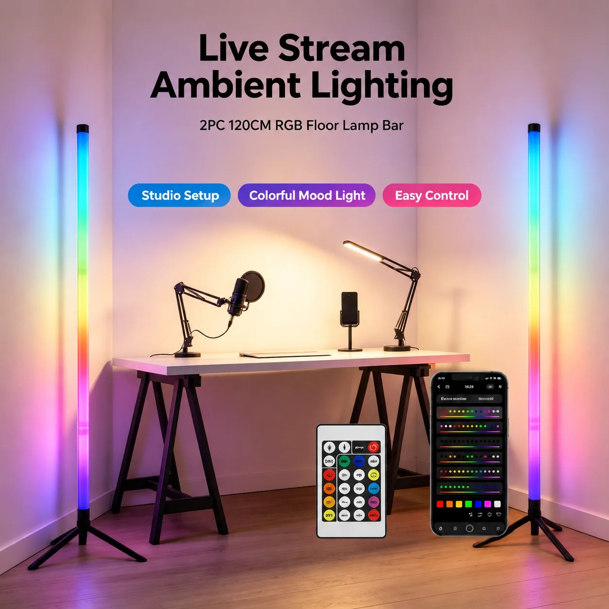 2 шт. 120-см RGB-светильники д – обзор и цена Esports Gaming Setup
